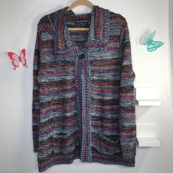 Carol Rose Sweaters - Carol Rose Sz 2X one button, with pockets sweater(1)